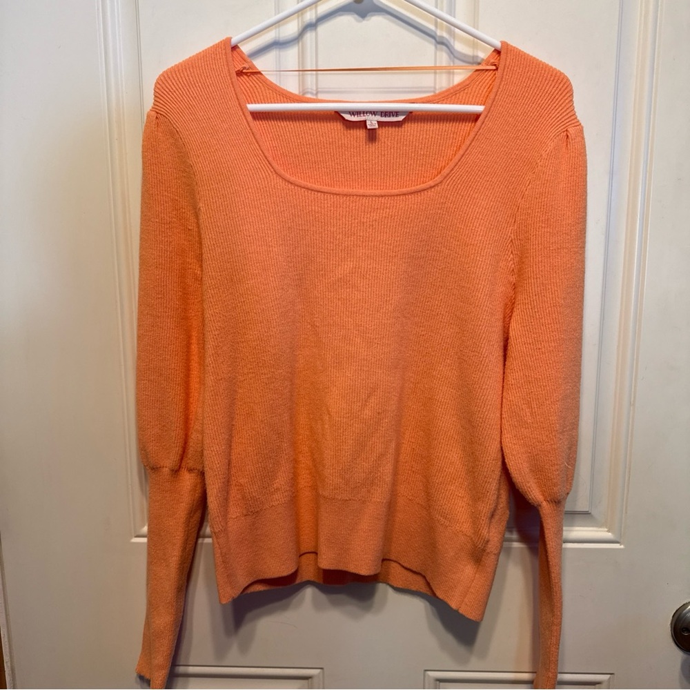 Women's Willow Creek  Orange Puff Sleeve Sweater size L